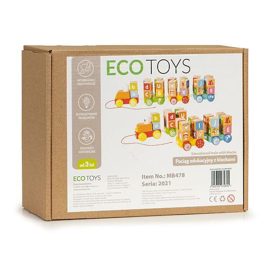 Wooden Train Large Educational Alphabet Blocks ECOTOYS