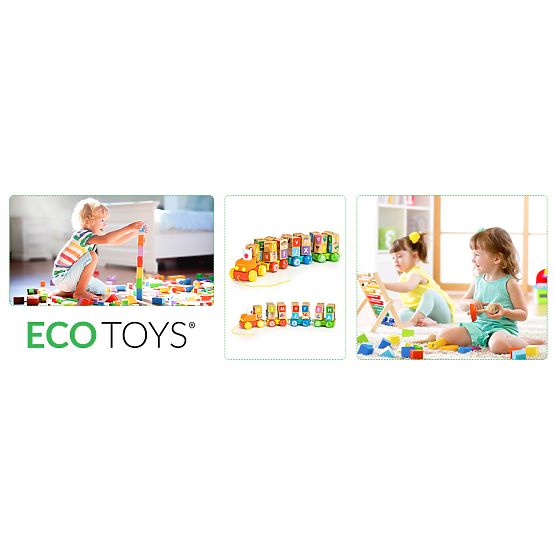 Wooden Train Large Educational Alphabet Blocks ECOTOYS