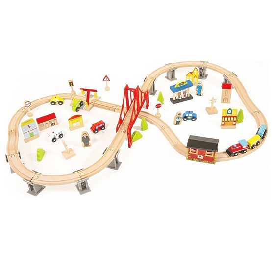 Wooden train track - 70 elements