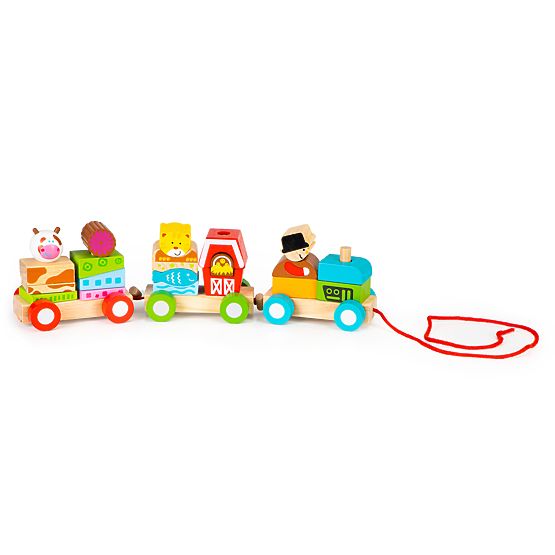 Wooden train with animals