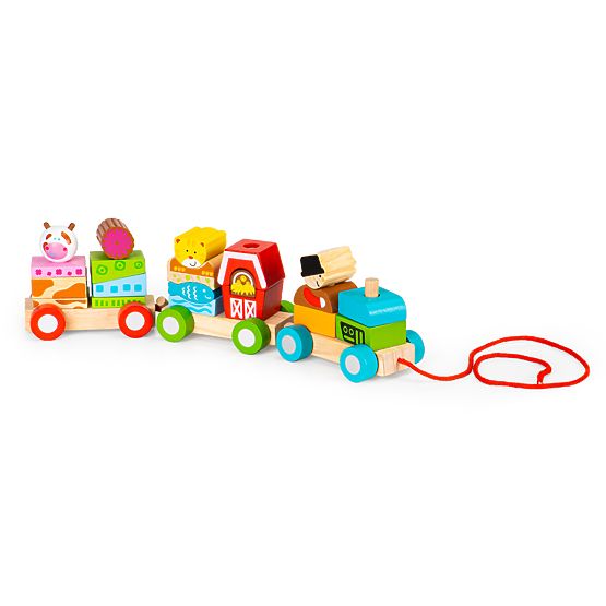 Wooden train with animals