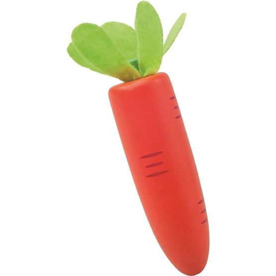 Wooden vegetables in a crate