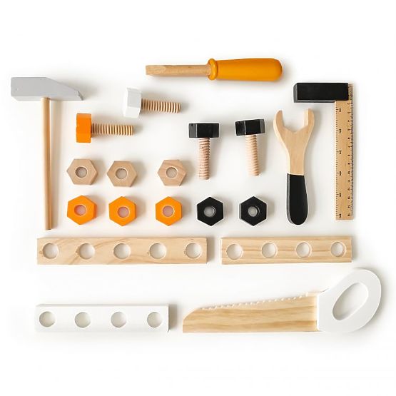 Wooden Workshop for Children, Workbench with Tools, 38 Elements ECOTOYS
