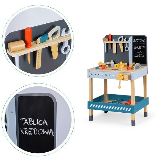 Wooden Workshop with Tools - 47 pcs ECOTOYS