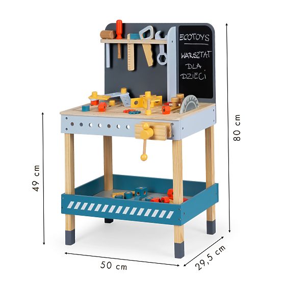 Wooden Workshop with Tools - 47 pcs ECOTOYS
