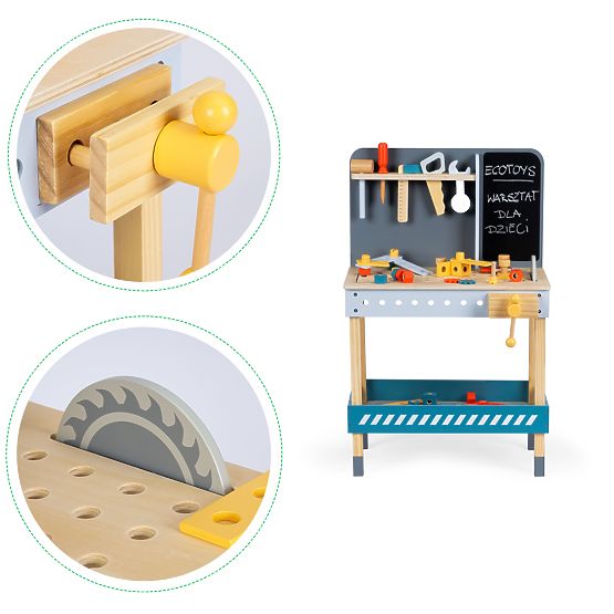 Wooden Workshop with Tools - 47 pcs ECOTOYS