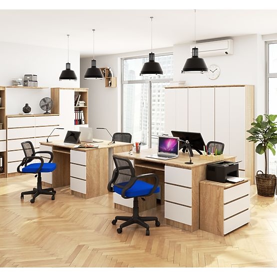 WRITING DESK A-11 CLP 6DRW OAK SONOMA / WHITE