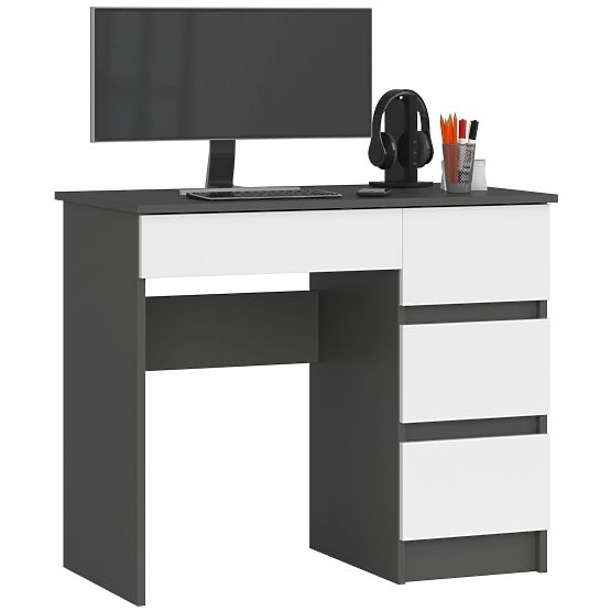 WRITING DESK A-7 CLP PK GRAY / WHITE RIGHT-SIDED