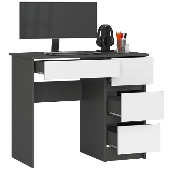WRITING DESK A-7 CLP PK GRAY / WHITE RIGHT-SIDED