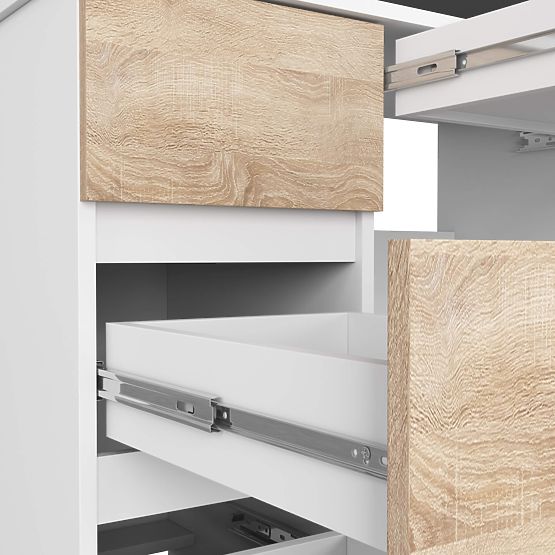 WRITING DESK A-7 CLP PK WHITE / SONOMA LEFT-SIDED