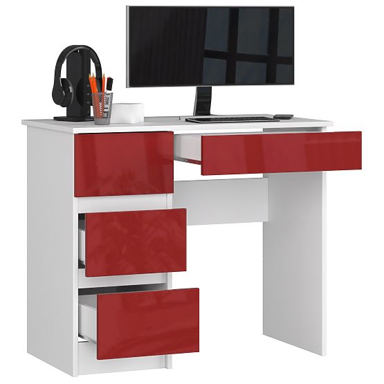 WRITING DESK A-7 CLP RED GLOSS LEFT-SIDED