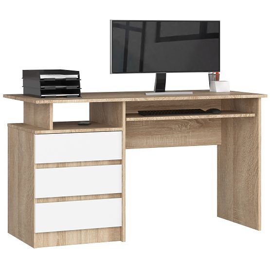 WRITING DESK CLP 135cm PK SONOMA / WHITE