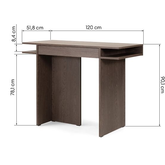 Writing Desk/Console with Drawer Kanso, Baltic Storm Oak