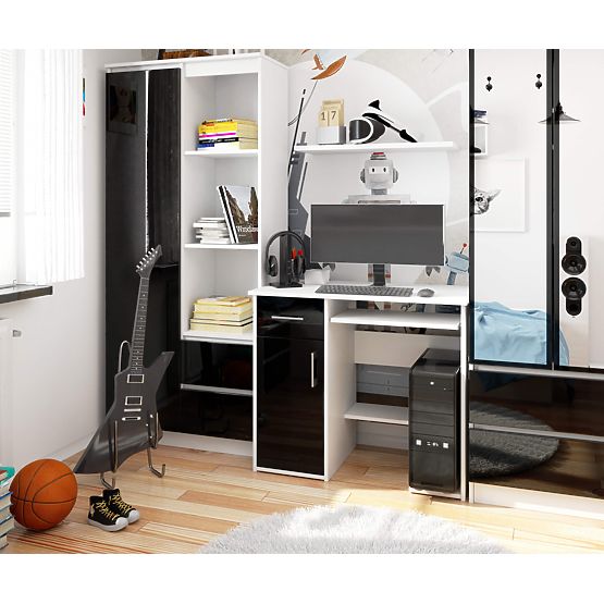 WRITING DESK JAY PK WHITE / BLACK GLOSS