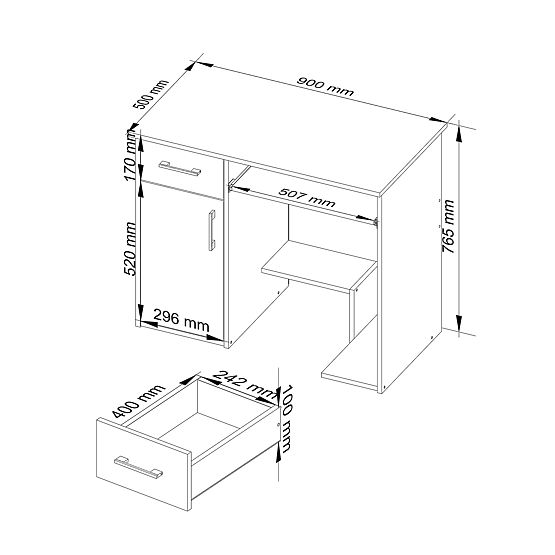 WRITING DESK JAY PK WHITE / SONOMA