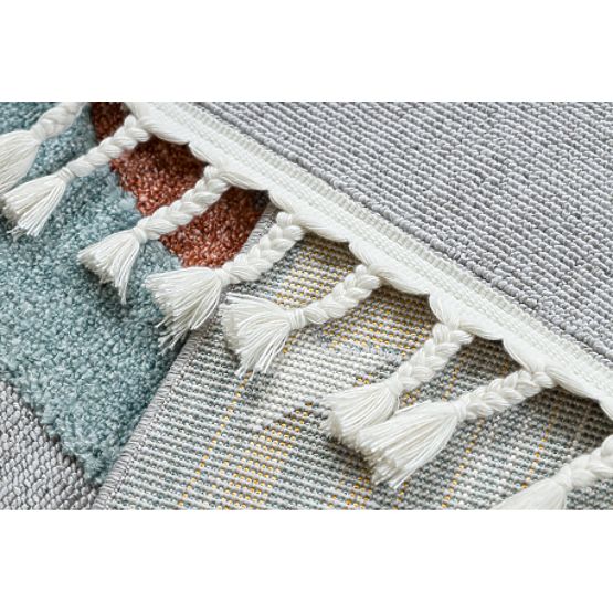 YOYO GD55 Carpet Gray/Blue - Stars, Rocket for Children, Textured, Sensory Fringes