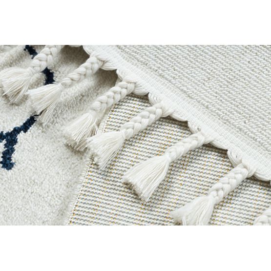 YOYO GD63 Carpet White / Dark Blue - Cloud, Drops for Children, Structural, Sensory Fringes