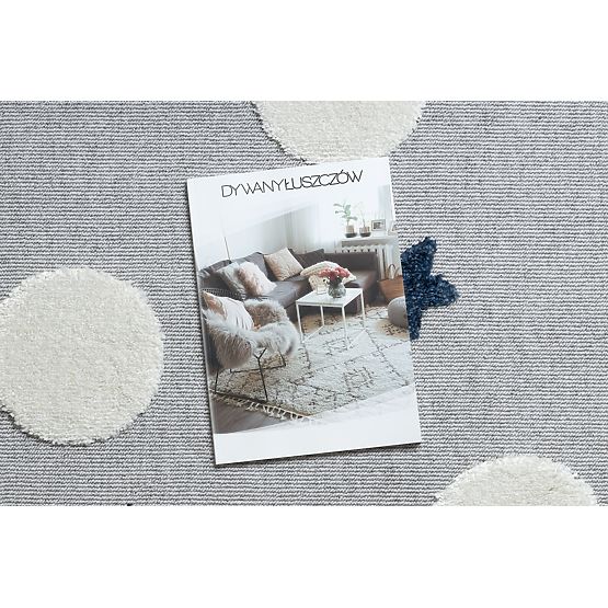 YOYO GD75 Carpet Gray/White - Stars, Circles for Children, Textured, Sensory Fringes