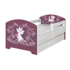 Children's bed with a barrier - Kočička Marie - Norwegian pine decor, BabyBoo, Marie
