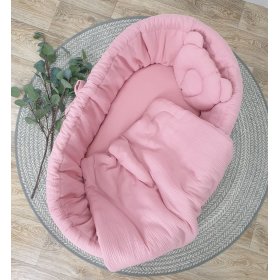 Wicker bed with equipment for a baby - old pink, TOLO