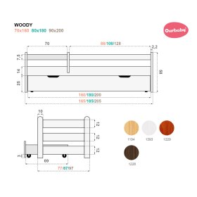 Children's bed Woody with a barrier - walnut