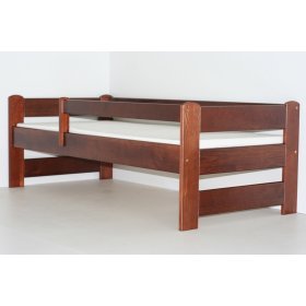 Children's bed Woody with a barrier - walnut