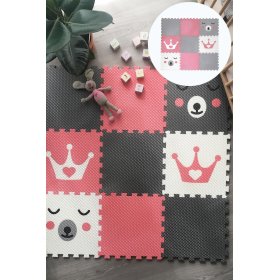 Foam play mat 9 pcs - Teddy bear and crown, VYLEN