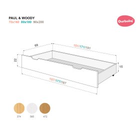 Woody bed with barrier - white