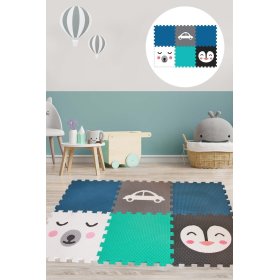 Foam play mat 6 pcs - Bear, penguin and car, VYLEN