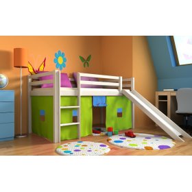 Children's raised bed Ourbaby Modo with slide - white