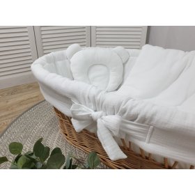 Bedding set for a wicker crib - white