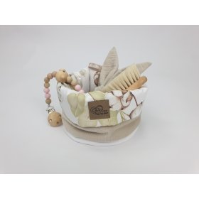 Diaper storage basket - Cotton flowers