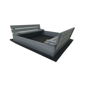 Lockable sandpit with benches 120x120 cm - gray