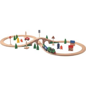 Wooden traintrack with locomotive