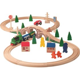 Wooden traintrack with locomotive