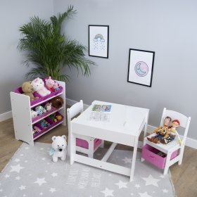 Ourbaby toy organizer with pink boxes