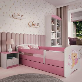 Children's bed with barrier Ourbaby - Teddy bear - pink, Ourbaby