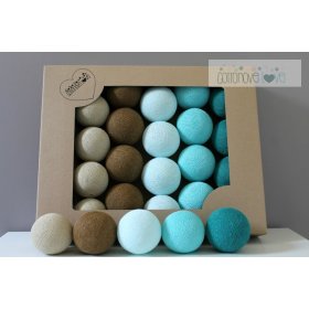 Cotton shining LED balls Cotton Balls - turquoise, cotton love