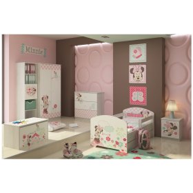 Children bed with barrier - Minnie Mouse - decor norwegian pine, BabyBoo, Minnie Mouse
