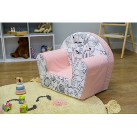 Children's chair Forest animals - pink-black-white, Delta-trade