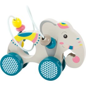 A riding elephant with a motorized labyrinth