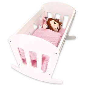 Wooden cradle for dolls with feathers, Bino