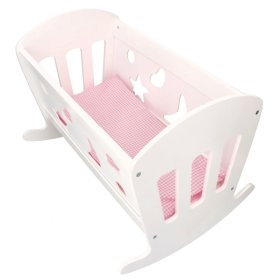 Wooden cradle for dolls with feathers, Bino