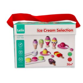 Ice cream - ice cream set 25 art - toy wood, Lelin