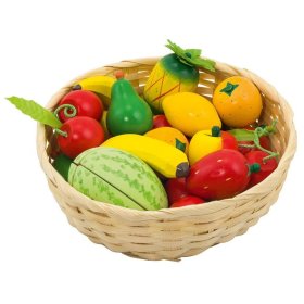 Wooden fruits in a basket of 23 pcs
