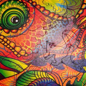 Colorful wooden puzzle - chameleon