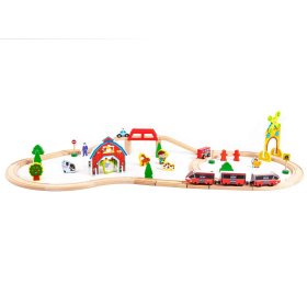 Wooden train track with battery train, EcoToys