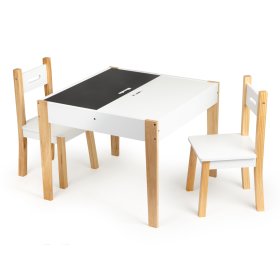 Children's wooden table with chairs Natural, EcoToys