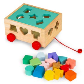 Wooden loading cart with shapes, EcoToys