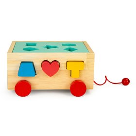 Wooden loading cart with shapes, EcoToys